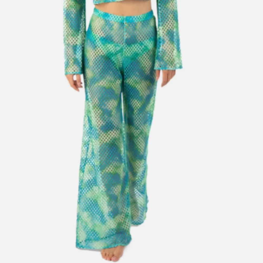 NWT women's Color Wash Mesh Beach Pants in Sky, - Picture 1 of 2